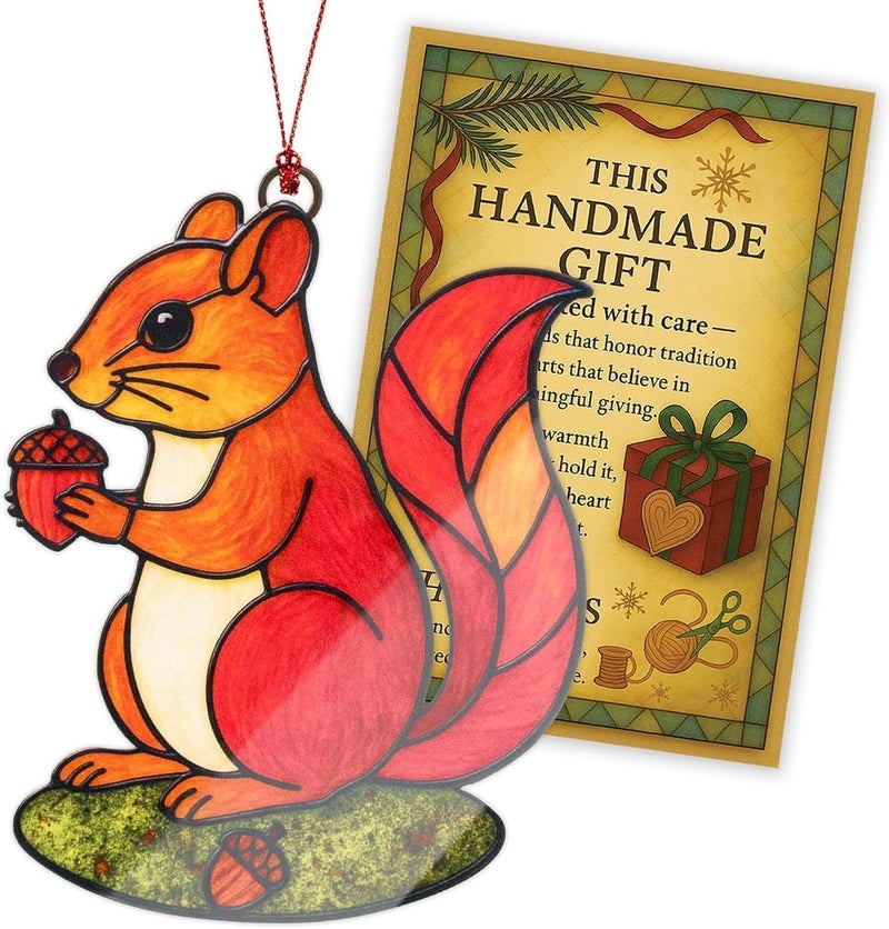 NELXI Squirrel Ornament, Squirrel Ornaments for Christmas Tree, Christmas Ornaments 2025, Woodland Creature Holiday Decor, Animal Ornament for Tree, Suncatcher Hanging Decoration, Unique Gifts for Women - Image 5